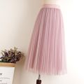 Tulle Skirts Womens Midi Pleated Skirt Black Pink Tulle Skirt Women Spring Summer Korean Elastic High Waist Mesh Tutu Skirt. 