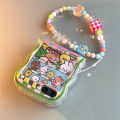 Korean Cute Lattice Flower Phone Case For Samsung Galaxy Z Flip 6 Flip 5 4 3 Girl Cartoon Bracelet Wave Border Protective Cover. 
