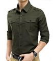 Xeesh Collection Army Green Double Pocket Style Shirt For Men EC-126(B). 
