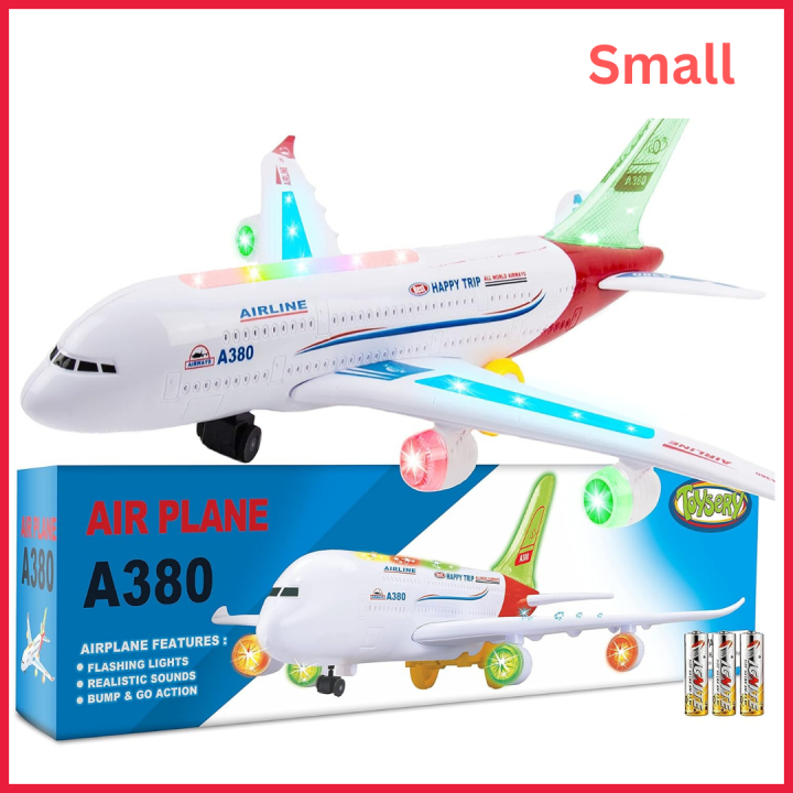 Airbus A380 Airplane Toy for Kids with Flashing Lights and Music, Cell Operated Aeroplane with High Quality