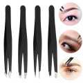 Professional Eye brow Tools Kit Set of 4PCS -  Stainless Steel Tweezers/Makeup Scissors/Eyebrow Knife/Eyelash Brush/Tweezers Case. 