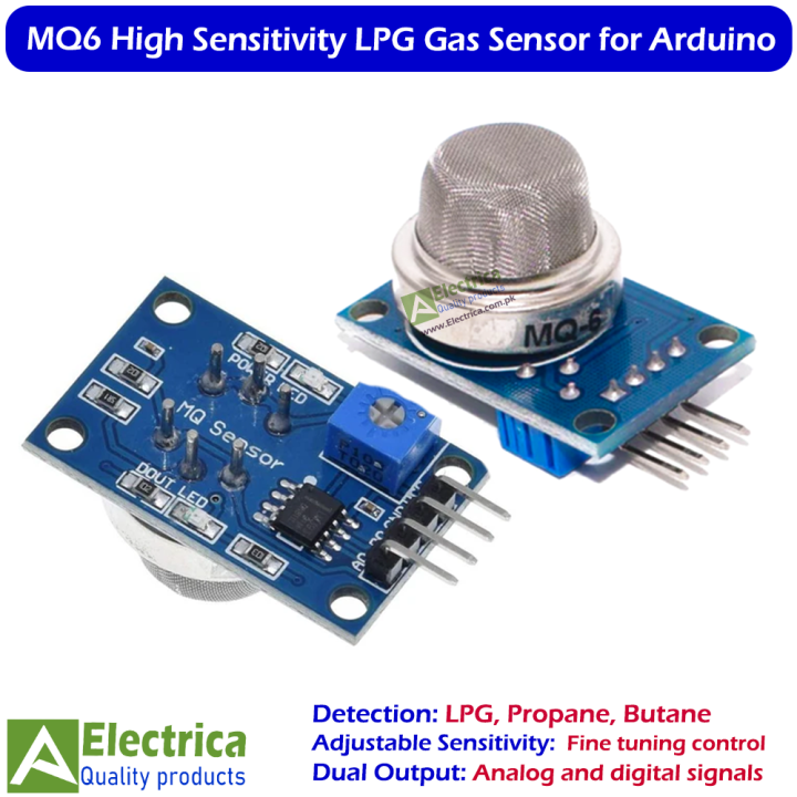 MQ6 High Sensitivity LPG Gas Leakage Detector Sensor Module for Arduino ...