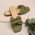 Women Fashion Luxurious Ruksaar Twisted Detail Slides Style Flat Slippers, Sandal Perfect for Summer Wear - Comfortable and Stylish for Any Occasion Dark Pink, Green. 