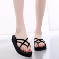 Women's Summer 3CM High Heels Thick Soled Flip Flop Shoes Wedge Sandals Korean Style Beach Outerwear Slippers Sandals. 
