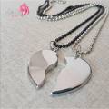 Eldorado Silver Magnetic Broken Heart Necklace Locket - Heavy Metal Magnetic Heart Pendant Necklace Gift For Friends Couples. 