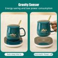 Openi - Coffee Mug Warmer - Electric Coffee Cup Warmer For Desk - USB - With Automatic On/Off - Best For Office And Traveling -Temperature Up to 104-122℉/ 40-50℃, Include Ceramic Mug, Cover, Spoon, Enjoy Anytime Hot Drinks,Green. 