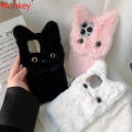3D Cute Plush Cat Case samsung For Samsung S23 S22 S21 S20 Note 20 10 A12 A22 A32 A52S A72 Furry Fluffy Fur Soft Silicone Cover. 