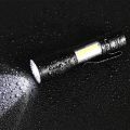 Mini Rechargeable LED Torch Light – Portable Zoomable Emergency Pocket Flashlight - Super Bright COB Flash light for Camping Household Workshop – 3 Lighting Modes - Micro USB Charging wire. 