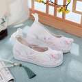 Yuying 2023 New Style Paired with Hanfu Female Embroidered Elevated Bow Shoes Upright Headed Ancient Student Shoes. 
