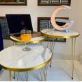 YES TO DECOR  1 Pcs / Set of 3 Round Coffee Table HIGH Gloss Nesting End Tables - Round Wood Stacking Coffee Side Tables with Metal Legs for Living Room, Home Office, Nightstands for Bedroom, Sturdy Easy Assembly - 3 Piece Modern Nesting Table Living Room. 
