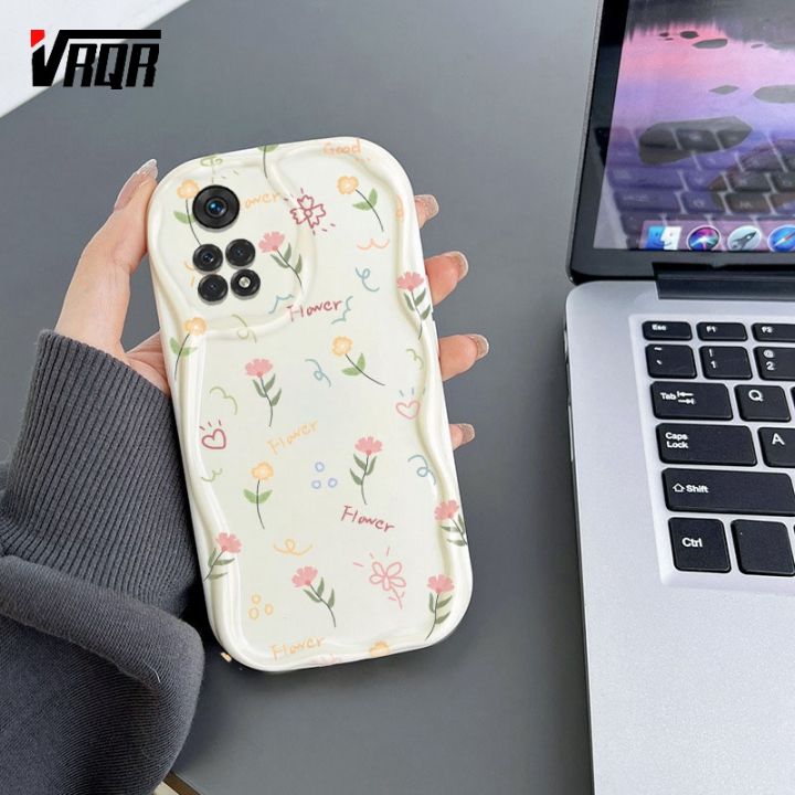 VRQR Soft Wavy Edge Phone Case For Xiaomi Redmi Note 11 Back Cover Full Screen Beautiful Flowers Pattern Cover Xiaomi Redmi Note 11S 4G