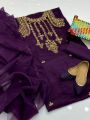 Girl's Dream Fashion Party Collection 2024 3pcs Handmade Dress For Women Organza tilla Aari Beets Embroidry Handmade Shirt Organza Kundan Dupatta Khatan Trouser. 