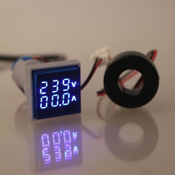 LED Display Voltmeter 22mm AD112-22FVA Square Voltage Current Indicator Digital Dual Display Volt Voltage Tester Meter Parts