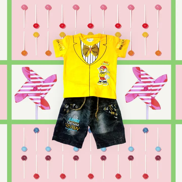 Imported%20Kids%20Clothes%20Summer%20Collection,%20Export%20Quality%20T-shirt%20And%20Jeans%20Short%20Pants%20For%20Kids%20Baby%20Boys%20-%20Image%202