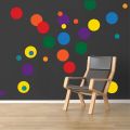 50 Mixed Size Polka Dots Wall Stickers - Matt/Gloss Vinyl, Waterproof, Multi-Color, Easy Peel & Stick. 