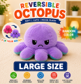 Reversible Octopus Plush Toy | Flip Mood Soft Stuffed Animal | Cute Double-Sided Emotion Plush | Random Color | Small Medium Large Jumbo. 