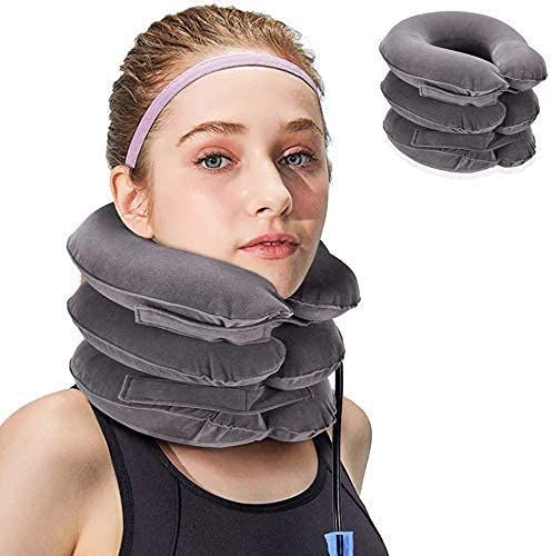 Neck Massager 3 Layered Multi-functional Spine & Cervical Neck Traction Device Neck Massager for Pain and Stress Relief Collar for Neck Pain Inflatable Neck Support Cervical Airbag 3 Layer Massager for Neck Cervical Spine Massager UR Inflatable Cervical