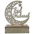Ramadan Eid Mubarak Islam Moon Star Castle Hollow Letter Wooden Table Decoration With LED String Lights For Home Festival. 