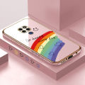 Luxury 6D Plating Case for Huawei Mate 20 Smile Rainbow Lover Heart Side Pattern Back Cover Soft Silicone Square Frame Shiny Bling Phone Cases + Free Lanyard. 