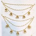 Gold Pearl Sahare Kaan Chain for Girls & Women – Bahubali Style Ear Chain Jewelry | Traditional Hair & Ear Piece. 