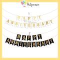 Happy Anniversary Banner Black and White Colour - Decorations Set. 