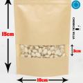10x15 cm 25 pcs/ Brown kraft paper stand up pouch, stand up paper bags with window and zipper Packaging material, packaging bag. 