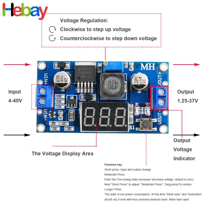 DC%20Buck%20Step%20Down%20Module%20LM2596%20DC/DC%204.0~40V%20to%201.25-37V%20Adjustable%20Voltage%20Regulator%20With%20LED%20Voltmeter(LM2596%20Display%20Module)%20-%20Image%203