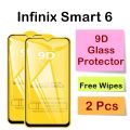Infinix Smart 6 Tempared Screen Glass Protector Full Glue 9D/11D Protector, Pack of 2 Protectors. 