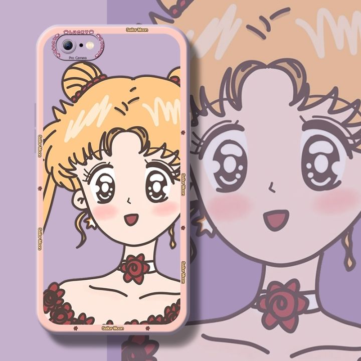 dienya For iPhone SE 2 Case With Cartoon Cute Sailor Moon New Design Phone Case Shockproof Square Edge Pattern Silicone Casing Full Cover Angel Eye Camera Protection Cases Softcase