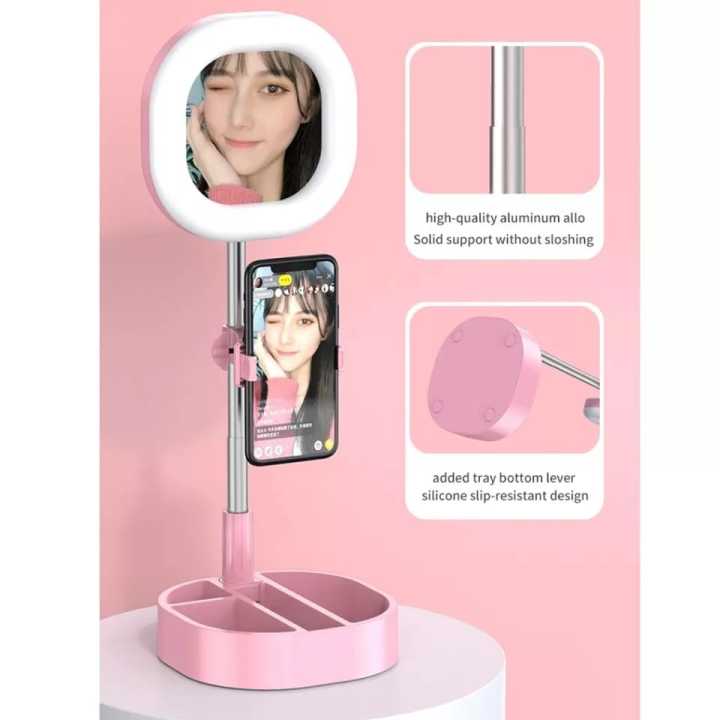 4%20in%201%20Foldable%20LED%20Selfie%20Ring%20Light%20with%20Makeup%20Mirror%20Table%20Lamp%20Adjustable%20Height%20Phone%20Holder%20Stand%20for%20Livestream%20Video%20Recording%20USB%20Powered%20Travel%20Vanity%20Mirro%20-%20Image%203