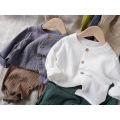 Literary Fan ~ Spring Children's Baby Cotton and Linen Long-sleeved Jacket Thin button-up solid color cardigan for boys and girls. 