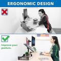 "Maximize Efficiency: Dual Laptop and Monitor Stand with Clamp/Grommet Base - Elevate Your Workspace with Adjustable Desk Mount and Ventilated Tray for Enhanced Productivity and Comfort". 