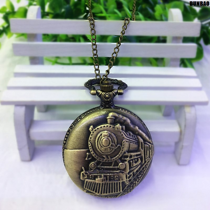 ❤Ready stock❤ Classic Train Flip Watch Old Man Gift Quartz Watch Wall Watch Hollow Vintage Pocket Watch