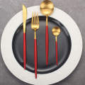 24pcs Luxury Stainless Steel Red And Golden Cutlery Set Fork Spoon And Knife Dinnerware. 