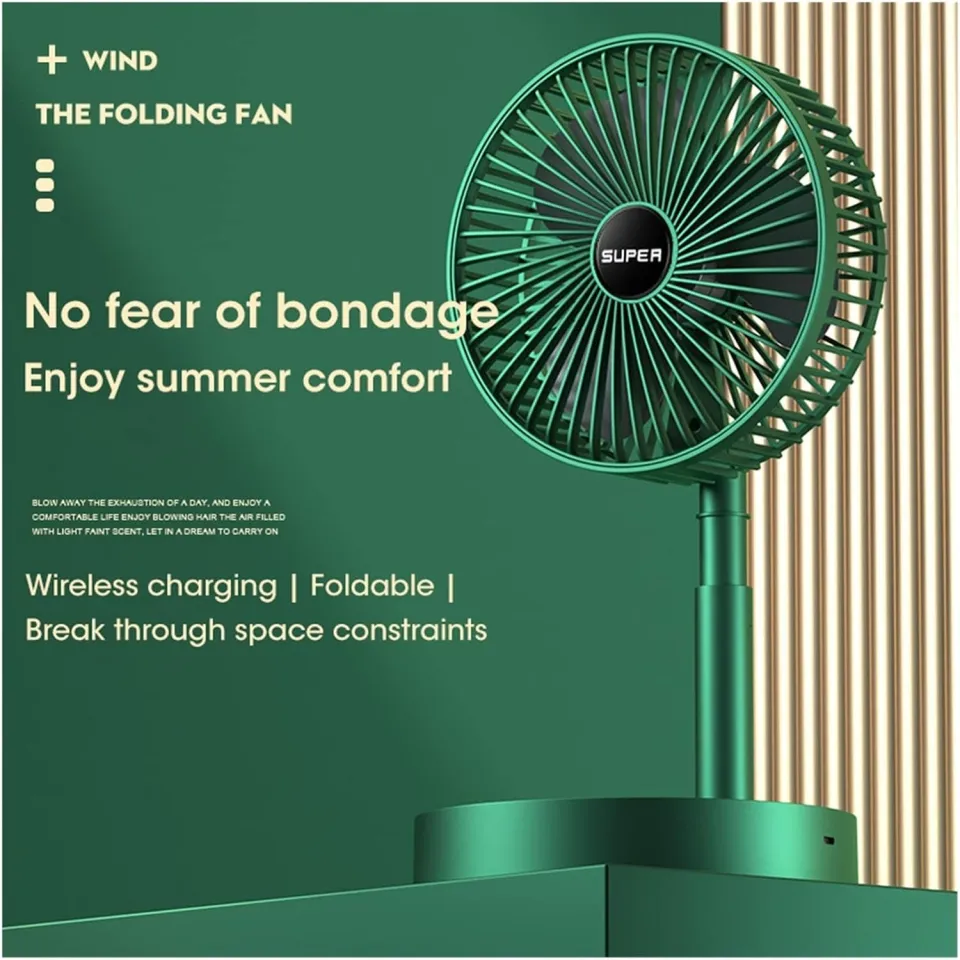 New Portable USB Rechargeable Fan with Telescopic Design, Adjustable Speed, and Long Battery Life - Silent Desk/Floor Fan for Office and Home