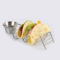 Stainless Steel Taco Holder Stand with Seasoning Cup Taco Truck Tray Rack Holds 3 Tacos for Baking Party Kitchen Tool. 
