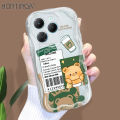 Hontinga for Infinix Hot 40 H40 Pro Back Cover Cute Bear Coffee Cream Texture Phone Case Wavy Edge Soft Silicone Cover. 