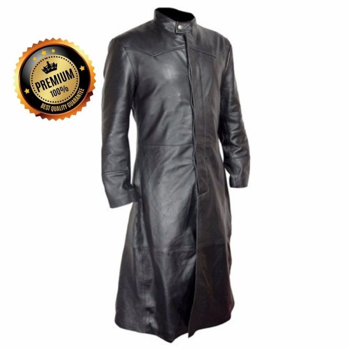 Stay Warm, Stay Stylish, Stay Neo with Neo Leather Long Trench Coat - Black