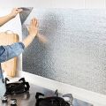 RSS FULL SIZE Self-Adhesive Foil Aluminum Sticker For Kitchen Cabinet Wallpaper Oil Proof Waterproof wall protector with heat resistant ,Stove Cabinet Stickers ,kitchen backsplash wall tile sticker , aluminium sheet Wallpaper 60 X 200. 