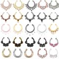 【shengxiong6525】1PCS Zircon Stainless Steel Fake Nose Ring Septum Cheater Clip Non Piercing Ring Septum Jewelry Faux Percing Nez. 