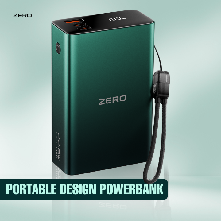 Zero® Voltix V-200 Power Bank 20000mAh 22.5W Fast Charging PowerBank | QC 3.0 Powerbank | USB-C Input/Output Powerbank  | Built-in Cable Powerbank | Aluminum Body Powerbank | Portable Powerbank  | Fast Charge Power Bank for Android & IOS