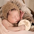 Wooden Baby Announcement Sign New 15 cm Hello World Newborn Welcome Sign Birth Baby Name Plaques. 