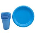 LIGHT BLUE COLOR PLATES AND CUPS - PLASTIC PLATES AND CUPS - PACK OF 10. 