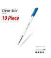Dollar Clear Stick Color Ball Point Pen Black Red Blue Green - 10 pcs. 