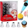 Nozzle Set Cakeware Piece Cake Decorating Set Frosting Icing Piping Bag Tips With Steel Nozzles. 