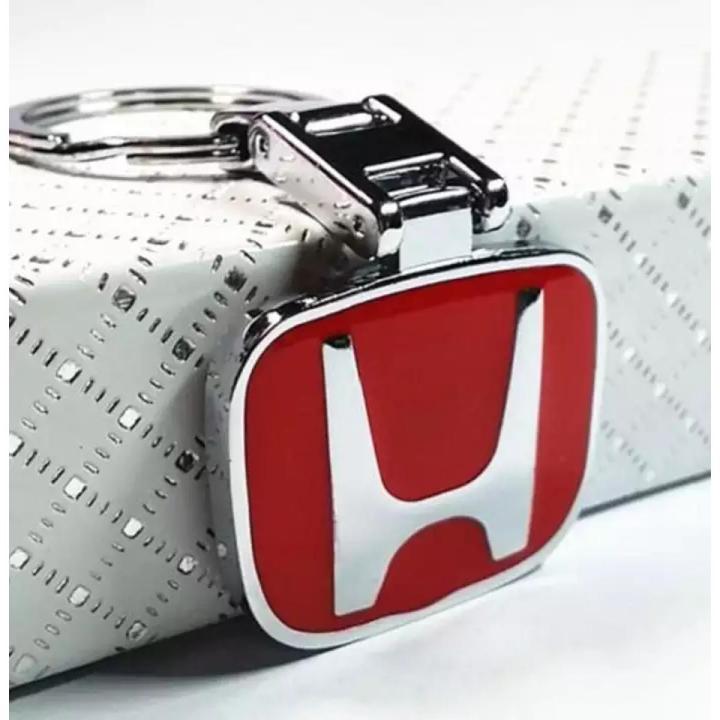 Honda Keychain Stainless Steel Metal key Chain Double Side logo keychain Honda Bike keychain Car Logo Keychain 3D Key Chain Keyring Black