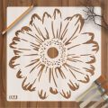 Gerbera Daisy Flowers Reusable Stencil For Canvas And Wall Painting. 