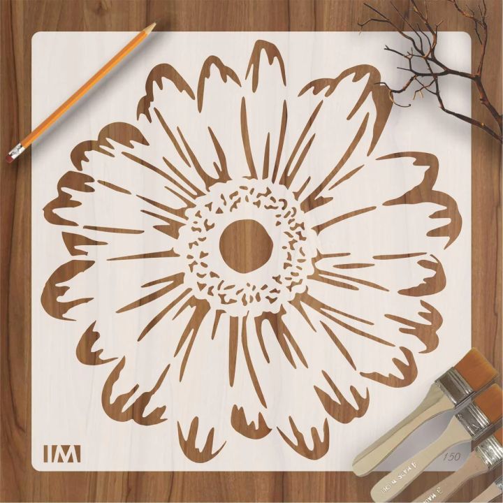 Gerbera Daisy Flowers Reusable Stencil For Canvas And Wall Painting