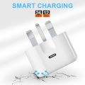 Iphone Charger, 3Pin 20W Power Adapter Fast Charging, USB-C Type-C, Charger Power Adapter, Qc 3.0 Quick Charging For iPhone (MFI Certified). 