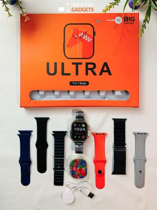 Ultra 7in1 smartwatch | 7 Strap's + Wireless charger | BT Calling Custom Wallpaper